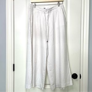 NWOT Chaps Ralph Lauren white linen blend breezy palazzo pant.